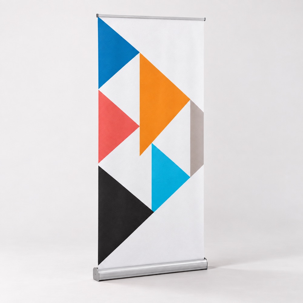 Roll-up banner op aluminium voet